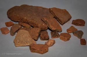 Some of the potshreds we found on Mount Ebal dating from the early settlement period of Israel