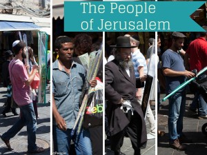 All sorts of people during the feast of Sukkot in Jerusalem.